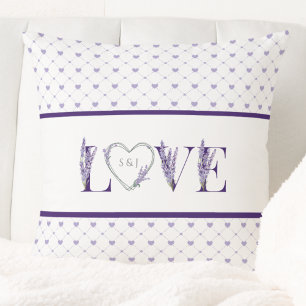 Coussin Cœurs Romantiques Amour Lavande Violet