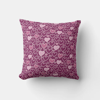 Coussin Coeurs rose et violet