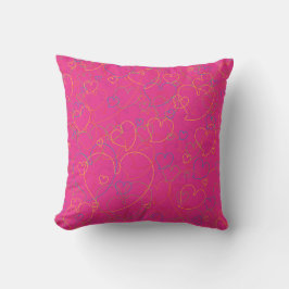 Coussin Coeurs rose net