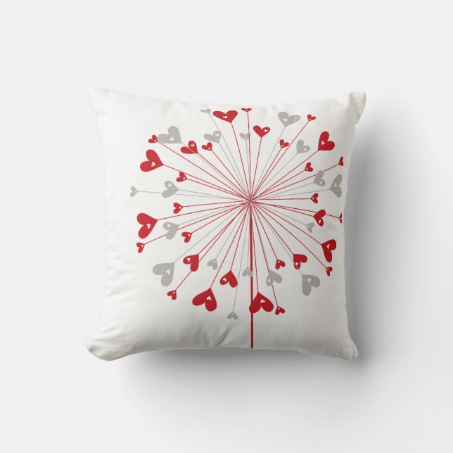 Coussin Coeurs rouges Dandelion Aimer Whimsical Cute Cushi (Recto)