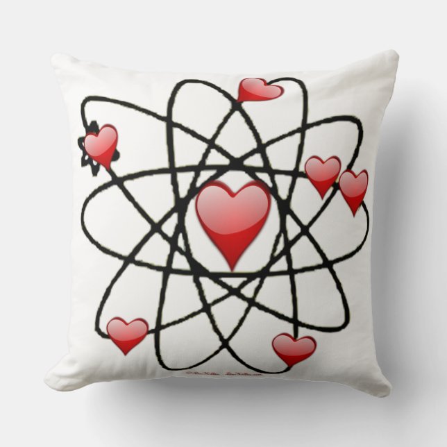 Coussin Coeurs rouges de Saint Valentin atomique (Recto)