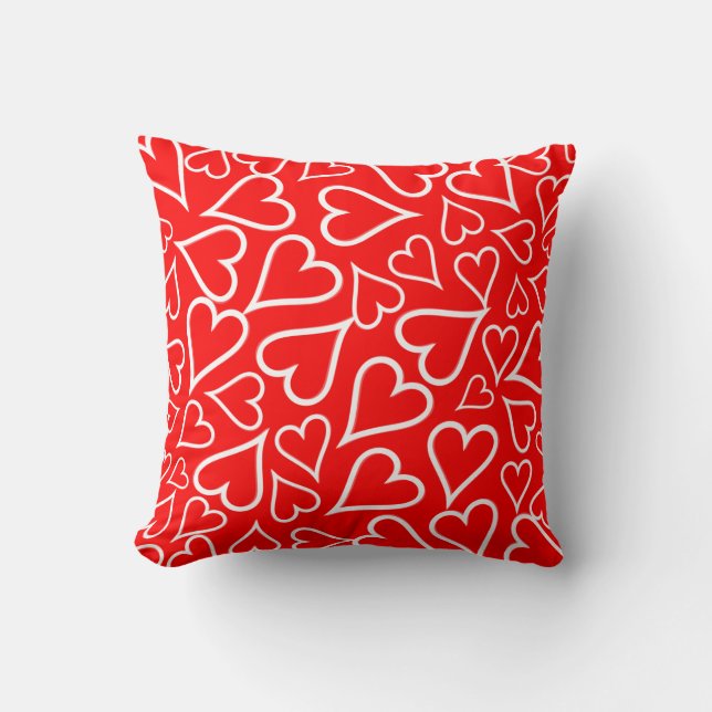 Coussin Cœurs rouges et blancs pour la Saint-Valentin (Recto)