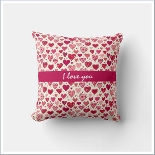 Coussin Cœurs rouges et roses Je t'aime