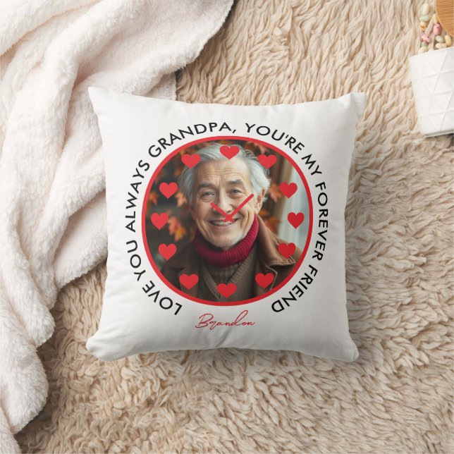 Coussin Coeurs rouges mignons Horloge Amour Grands-parents (Couverture)