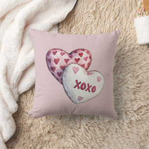 Coussin Cœurs rouges roses XOXO
