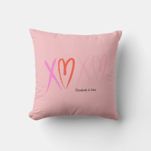 Coussin Cœurs XOXO colorés Saint-Valentin