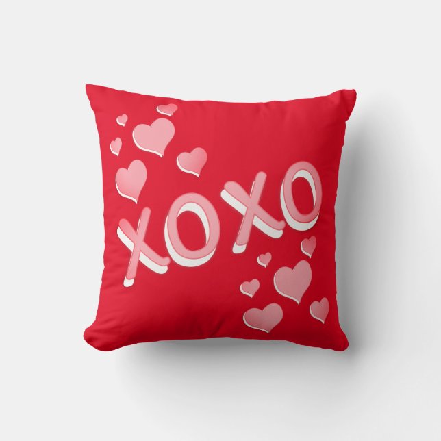 Coussin Coeurs XOXO en rouge (Recto)