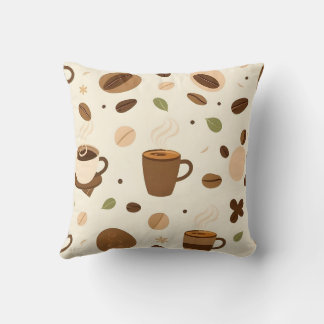 Coussin Coffee Cups, Beans & Steam Design