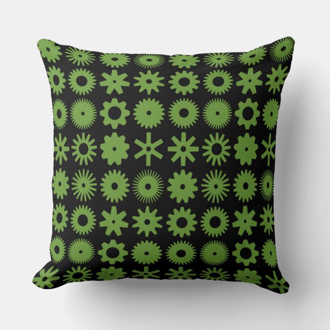 Coussin Cogs - Avocado vert sur noir (Recto)