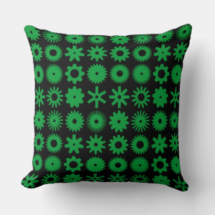 Coussin Cogs - Gris vert sur noir