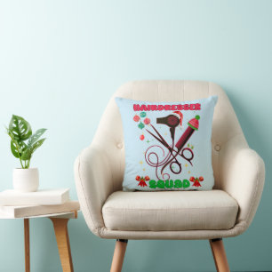 Coussin Coiffeur Christmas Squad Salon des cheveux drôle