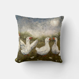 Coussin Coin Coin Doux : Nuit Étoilée Oie Canard Blanc
