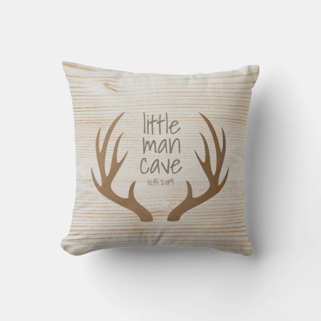 Coussin Coin Nid Rustique Bois et Bois de Cerf Little Man (Recto)
