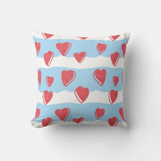 Coussin Cojín con corazones y rayas azules y blancas