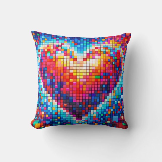 Coussin Cojin corazón pixel  (Recto)