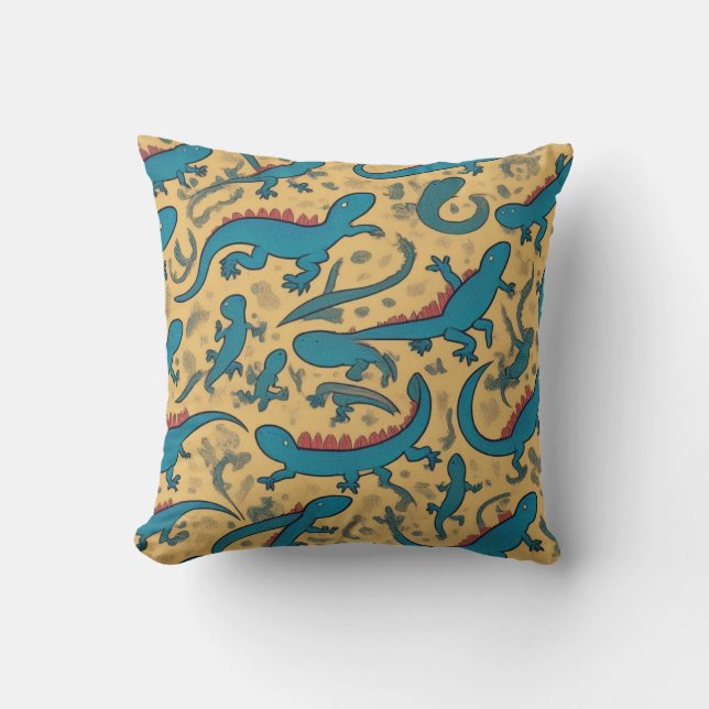 Coussin Cojín Decorativo con Diseño de Lagartijas (Recto)