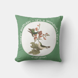 Coussin Colibri à gorge rubis, anniversaire ou autre