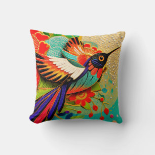 Coussin Colibri affairé