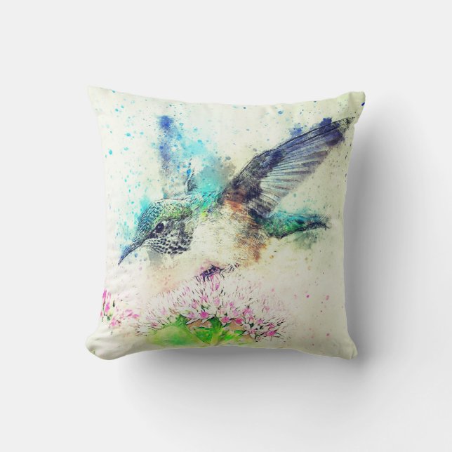 Coussin Colibri aquarelle  (Recto)