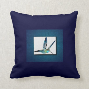 Coussin Colibri bleu