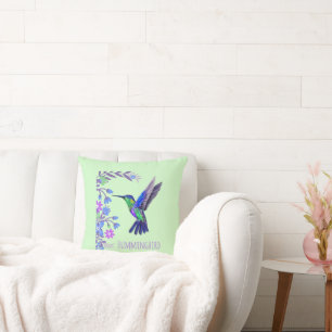 Coussin Colibri Design Fleurs Botaniques Amateurs d'oiseau