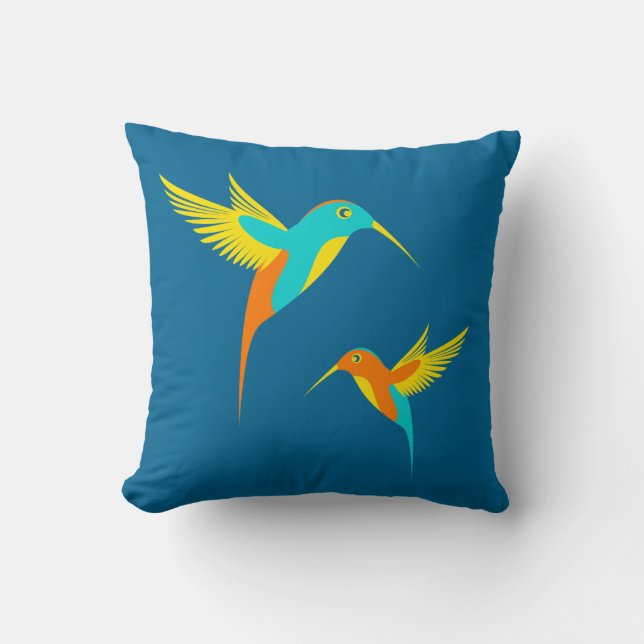 Coussin Colibri exotique bleu (Recto)