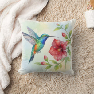 Coussin Colibri Minuscule Aquarelle