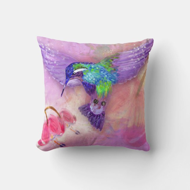 Coussin Colibri pourpre magique (Recto)