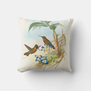 Coussin Colibri rubané par John Gould