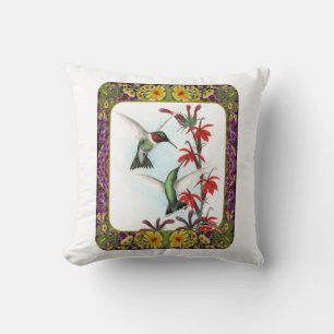 Coussin Colibris et Fleurs #5