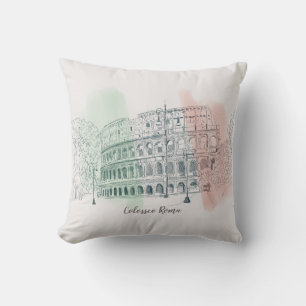 Coussin Colisée de Rome avec Drapeau italien Couleurs Styl