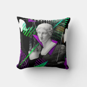 Coussin Collage d'art contemporain avec statue de tête en