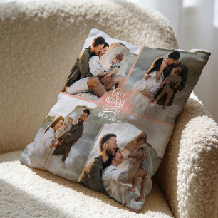 Coussin Collage de 4 photos de famille moderne double face