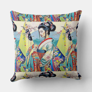 COUSSIN COLLAGE DE CONCEPTEUR DE PRINTEMPS ASIATIQUE