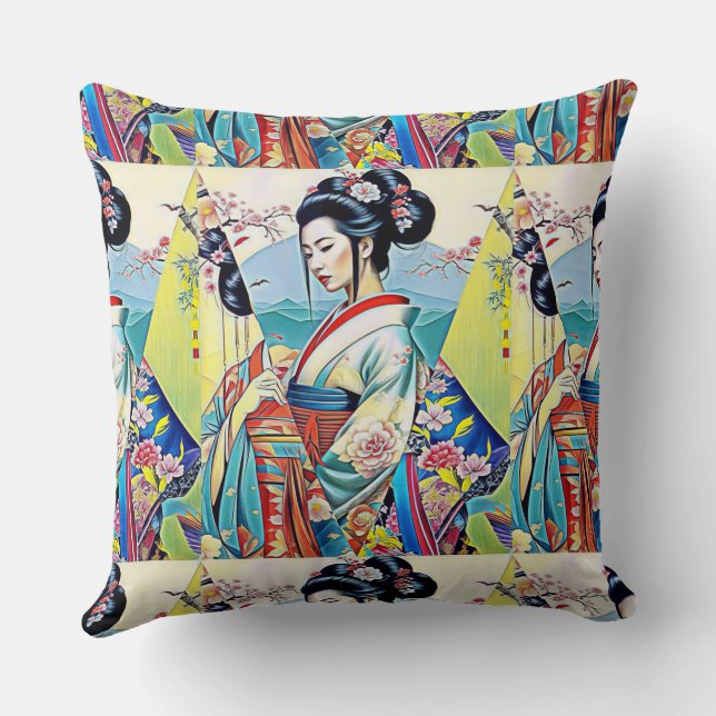 COUSSIN COLLAGE DE CONCEPTEUR DE PRINTEMPS ASIATIQUE (Verso)