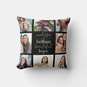 Coussin Collage de photos brillant beau courageux