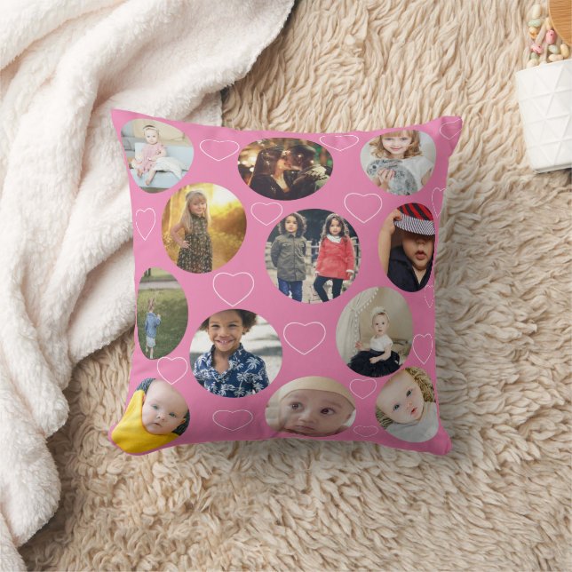 Coussin Collage de photos Coeur unique et Modèle circulair (Couverture)