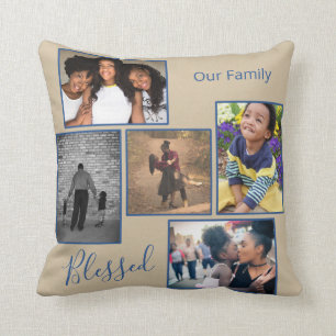 Coussin Collage de photos de la famille béni personnalis