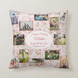 Coussin Collage de photos de la famille des mères pour l'
