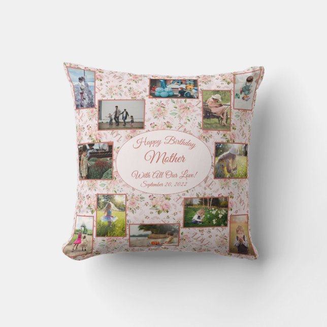 Coussin Collage de photos de la famille des mères pour l'a (Recto)