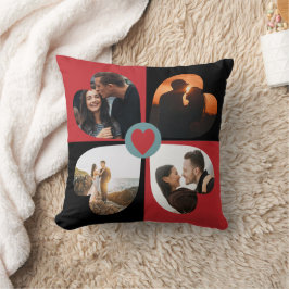 Coussin Collage de photos du coeur de Valentine