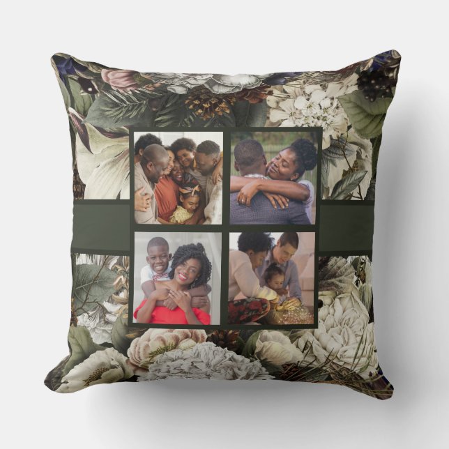 Coussin Collage de photos familiales Élégant Jardin d'hive (Recto)