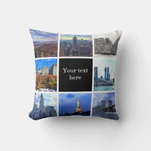 Coussin Collage de photos Instagram de la skyline de New Y