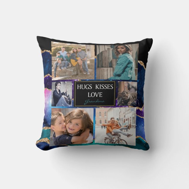 Coussin Collage De Photos Moderne Et Élégant Pour Grand-Mè (Recto)