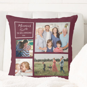 Coussin Collage de photos personnalisé 4 Moderne Famille