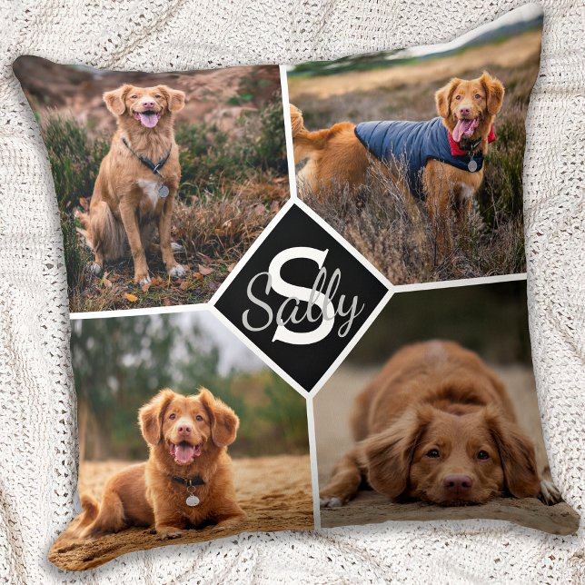 Coussin Collage de photos pour animaux de compagnie Nom de (Créateur téléchargé)