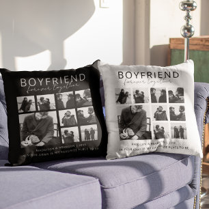 Coussin Collage de photos pour petit ami pour toujours