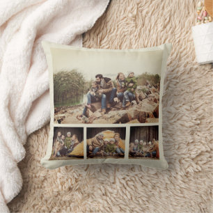 Coussin Collage de plusieurs photos uniques sépia vieillie