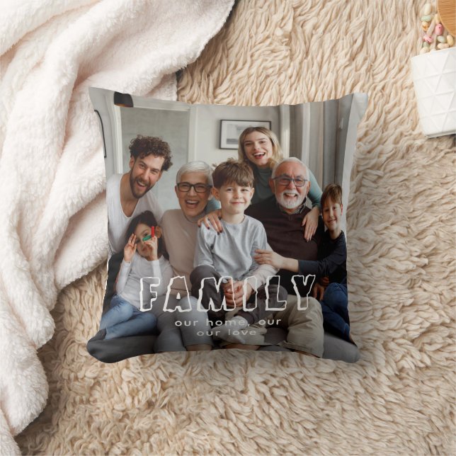 Coussin Collage de script familial Chic (Couverture)