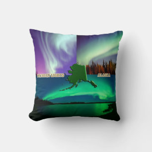 Coussin Collage des aurores boréales de l'Alaska